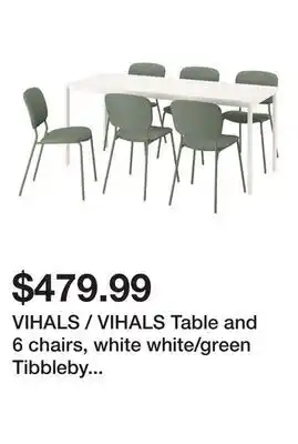 Ikea VIHALS / VIHALS Table and 6 chairs, white white/green Tibbleby gray-green offer