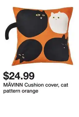 Ikea MÄVINN Cushion cover, cat pattern orange offer