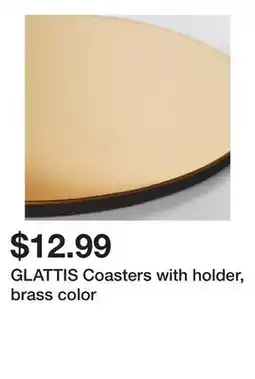 Ikea GLATTIS Coasters with holder, brass color offer