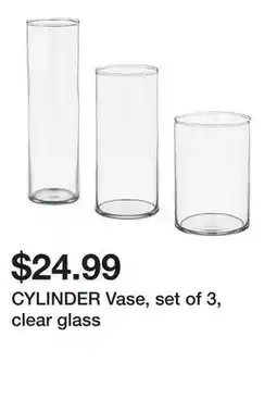 Ikea CYLINDER Vase, set of 3, clear glass offer