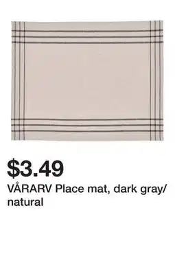 Ikea VÅRARV Place mat, dark gray/natural offer
