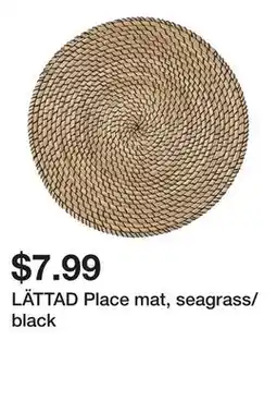 Ikea LÄTTAD Place mat, seagrass/black offer