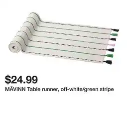 Ikea MÄVINN Table runner, off-white/green stripe offer