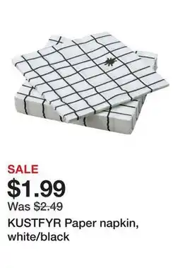 Ikea KUSTFYR Paper napkin, white/black offer