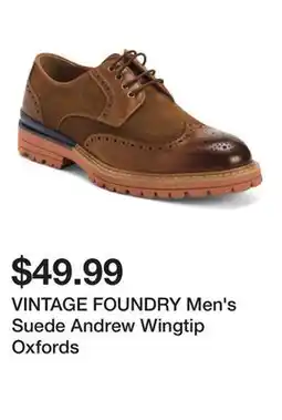 Marshalls VINTAGE FOUNDRY Men's Suede Andrew Wingtip Oxfords offer