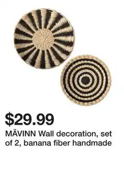 Ikea MÄVINN Wall decoration, set of 2, banana fiber handmade offer