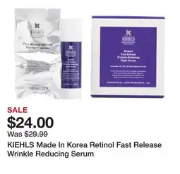 Marshalls KIEHLS Made In Korea Retinol Fast Release Wrinkle Reducing Serum offer