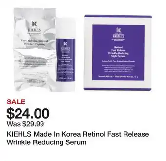 Marshalls KIEHLS Made In Korea Retinol Fast Release Wrinkle Reducing Serum offer