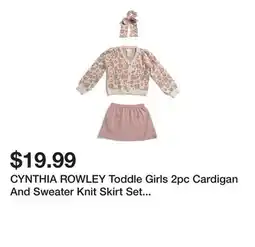 Marshalls CYNTHIA ROWLEY Toddle Girls 2pc Cardigan And Sweater Knit Skirt Set With Scrunchie offer