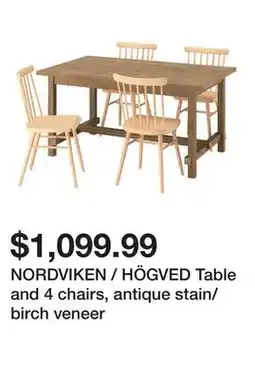 Ikea NORDVIKEN / HÖGVED Table and 4 chairs, antique stain/birch veneer offer