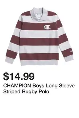 Marshalls CHAMPION Boys Long Sleeve Striped Rugby Polo offer