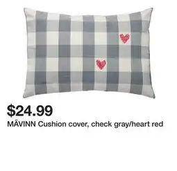 Ikea MÄVINN Cushion cover, check gray/heart red offer