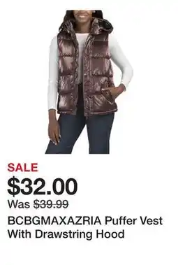 Marshalls BCBGMAXAZRIA Puffer Vest With Drawstring Hood offer