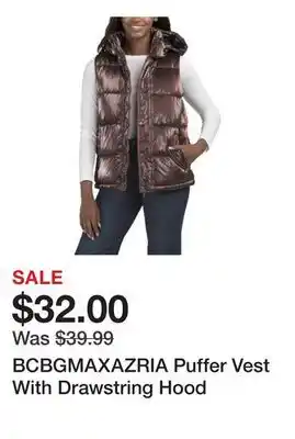 Marshalls BCBGMAXAZRIA Puffer Vest With Drawstring Hood offer
