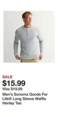 Kohl's Men's Sonoma Goods For Life Long Sleeve Waffle Henley Tee offer