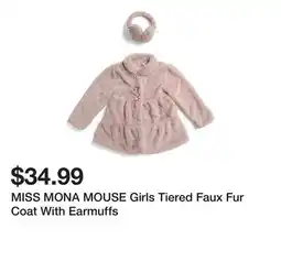 Marshalls MISS MONA MOUSE Girls Tiered Faux Fur Coat With Earmuffs offer