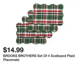 Marshalls BROOKS BROTHERS Set Of 4 Scalloped Plaid Placemats offer