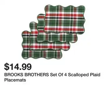 Marshalls BROOKS BROTHERS Set Of 4 Scalloped Plaid Placemats offer