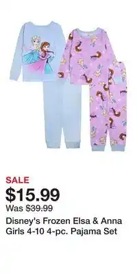 Kohl's Disney's Frozen Elsa & Anna Girls 4-10 4-pc. Pajama Set offer