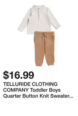 Marshalls TELLURIDE CLOTHING COMPANY Toddler Boys Quarter Button Knit Sweater With Twill Joggers offer
