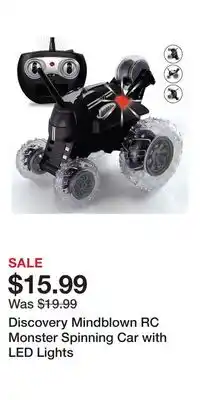 Kohl's Discovery Mindblown RC Monster Spinning Car with LED Lights offer