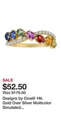 Kohl's Designs by Gioelli 14k Gold Over Silver Multicolor Simulated Sapphire Crossover Ring offer