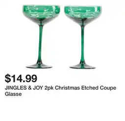 Marshalls JINGLES & JOY 2pk Christmas Etched Coupe Glasse offer