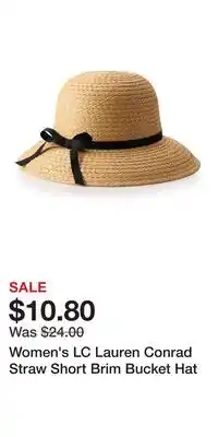 Kohl's Women's LC Lauren Conrad Straw Short Brim Bucket Hat offer