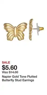 Kohl's Napier Gold Tone Flutted Butterfly Stud Earrings offer