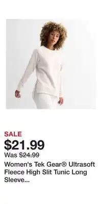 Kohl's Women's Tek Gear Ultrasoft Fleece High Slit Tunic Long Sleeve Crewneck offer