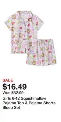Kohl's Girls 6-12 Squishmallow Pajama Top & Pajama Shorts Sleep Set offer