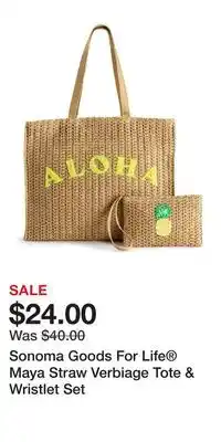Kohl's Sonoma Goods For Life Maya Straw Verbiage Tote & Wristlet Set offer