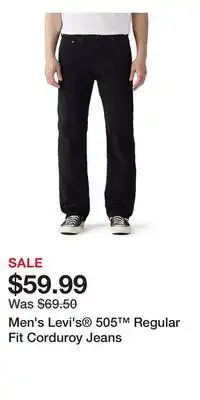 Kohl's Men's Levi's 505 Regular Fit Corduroy Jeans offer