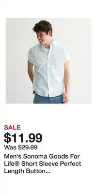 Kohl's Men's Sonoma Goods For Life Short Sleeve Perfect Length Button Down Shirt offer