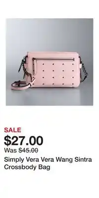 Kohl's Simply Vera Vera Wang Sintra Crossbody Bag offer