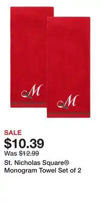 Kohl's St. Nicholas Square Monogram Towel Set of 2 offer