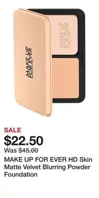 Kohl's MAKE UP FOR EVER HD Skin Matte Velvet Blurring Powder Foundation offer