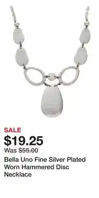 Kohl's Bella Uno Fine Silver Plated Worn Hammered Disc Necklace offer