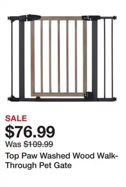 Petsmart Top Paw Washed Wood Walk-Through Pet Gate offer