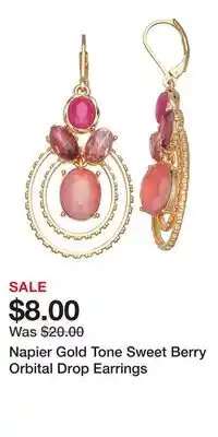 Kohl's Napier Gold Tone Sweet Berry Orbital Drop Earrings offer