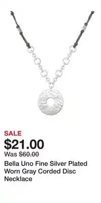 Kohl's Bella Uno Fine Silver Plated Worn Gray Corded Disc Necklace offer