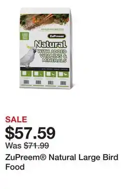 Petsmart ZuPreem Natural Large Bird Food offer