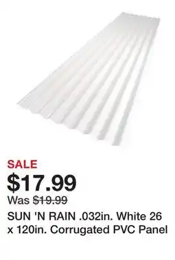 Tractor Supply Company SUN 'N RAIN .032in. White 26 x 120in. Corrugated PVC Panel offer