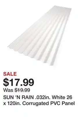 Tractor Supply Company SUN 'N RAIN .032in. White 26 x 120in. Corrugated PVC Panel offer