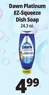 Ocean State Job Lot Dawn Platinum EZ-Squeeze Liquid Dish Detergent 24.3 oz offer