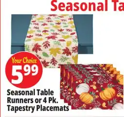 Ocean State Job Lot Seasonal Table Runners or 4 Pk. Tapestry Placemats offer