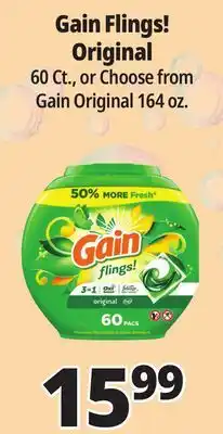 Ocean State Job Lot Gain Flings Oxi Boost and Febreze Original Scent Laundry Detergent Pacs 60 Count offer