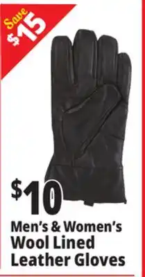 Ocean State Job Lot Men's & Women's Wool Lined Leather Gloves offer