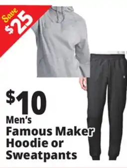 Ocean State Job Lot Men's Famous Maker Hoodie or Sweatpants offer