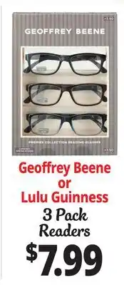 Ocean State Job Lot Geoffrey Beene or Lulu Guinness 3 Pack Readers offer
